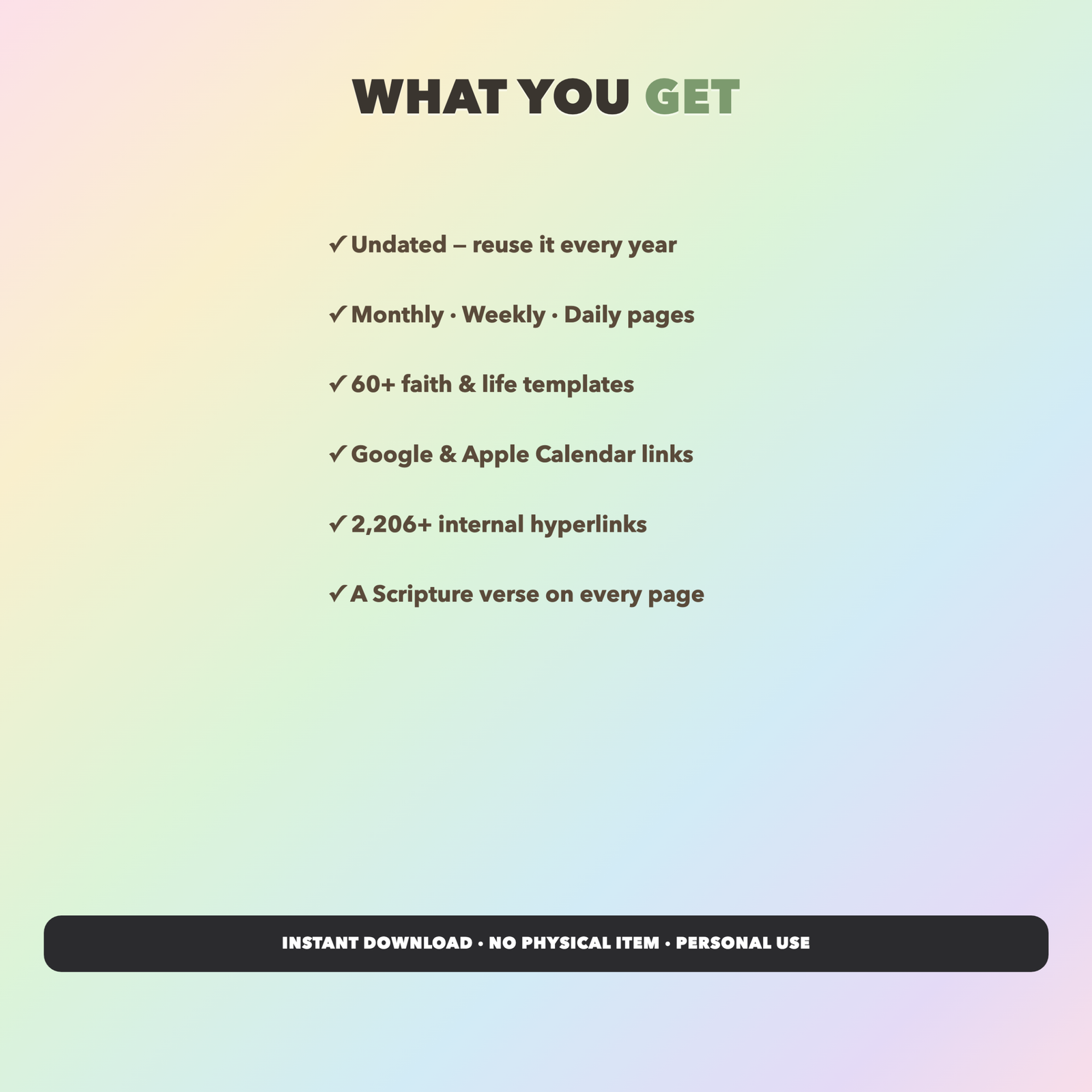 Bible Journaling Planner Undated | Christian Faith Planner GoodNotes iPad | Sage Green - Image 6