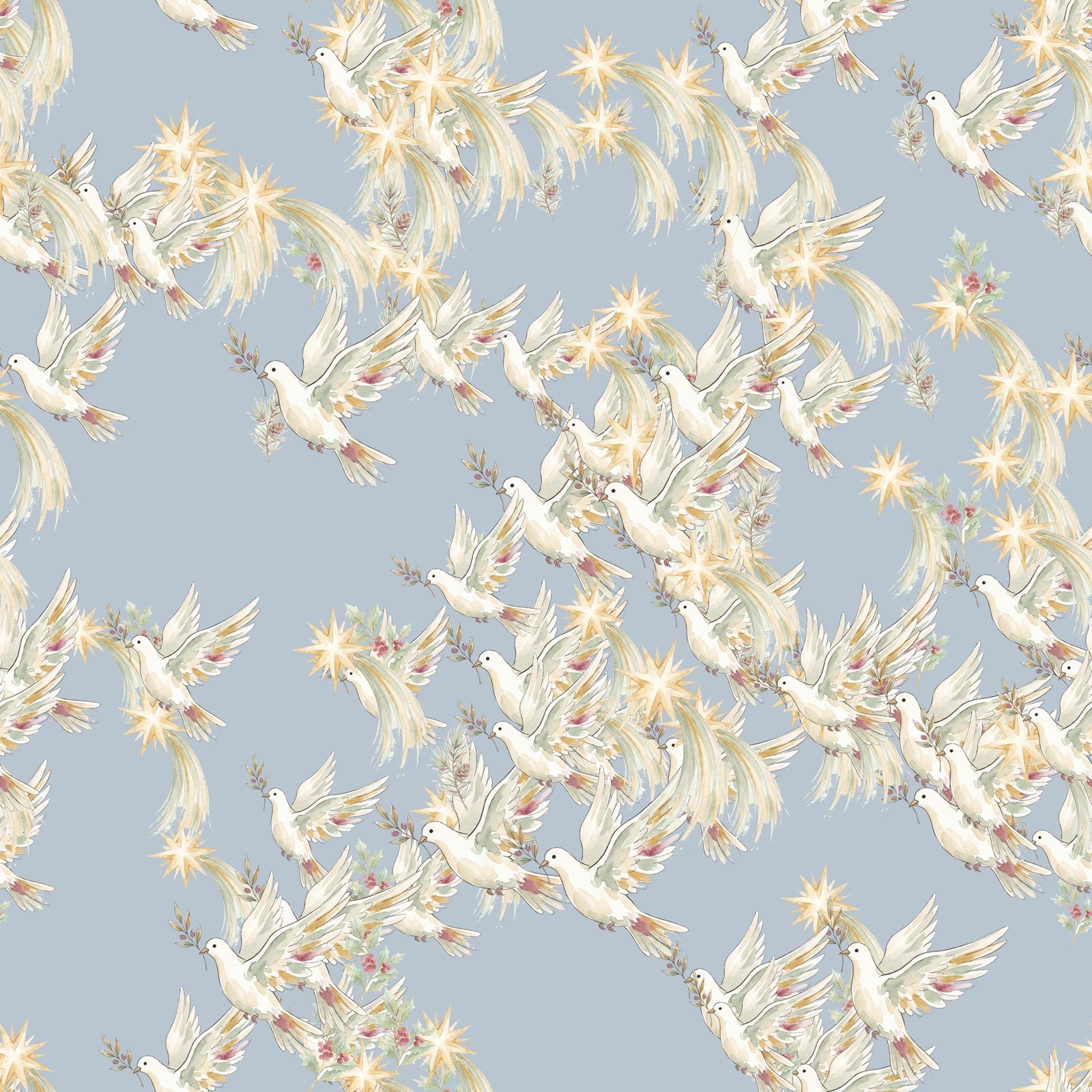 Christian Christmas Digital Paper, 12 Seamless 12x12 Backgrounds, Nativity Cross Star Holly Scrapbook Paper, Commercial Use Junk Journal - Image 6