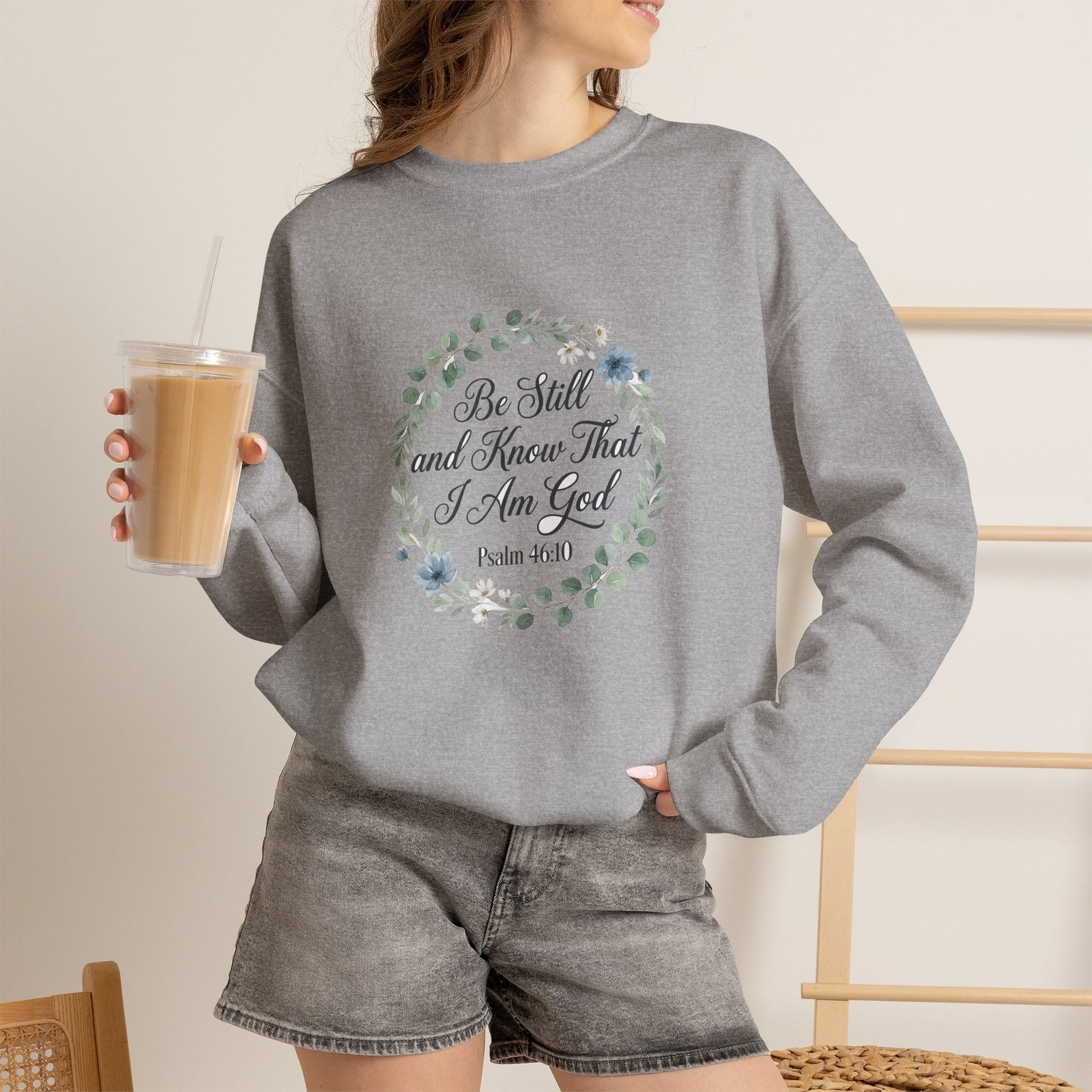 Be Still and Know That I Am God Sweatshirt, Floral Christian Crewneck, Psalm 46:10 Bible Verse, Faith Gift for Women - Image 19