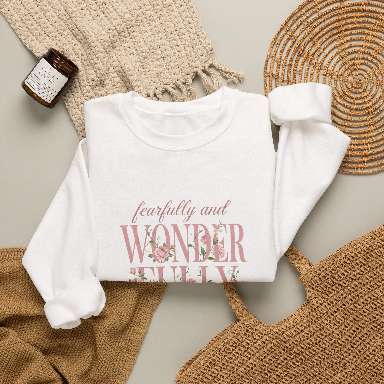 Fearfully and Wonderfully Made Sweatshirt, Floral Christian Crewneck, Psalm 139:14 Bible Verse, Faith Gift for Women - Image 6
