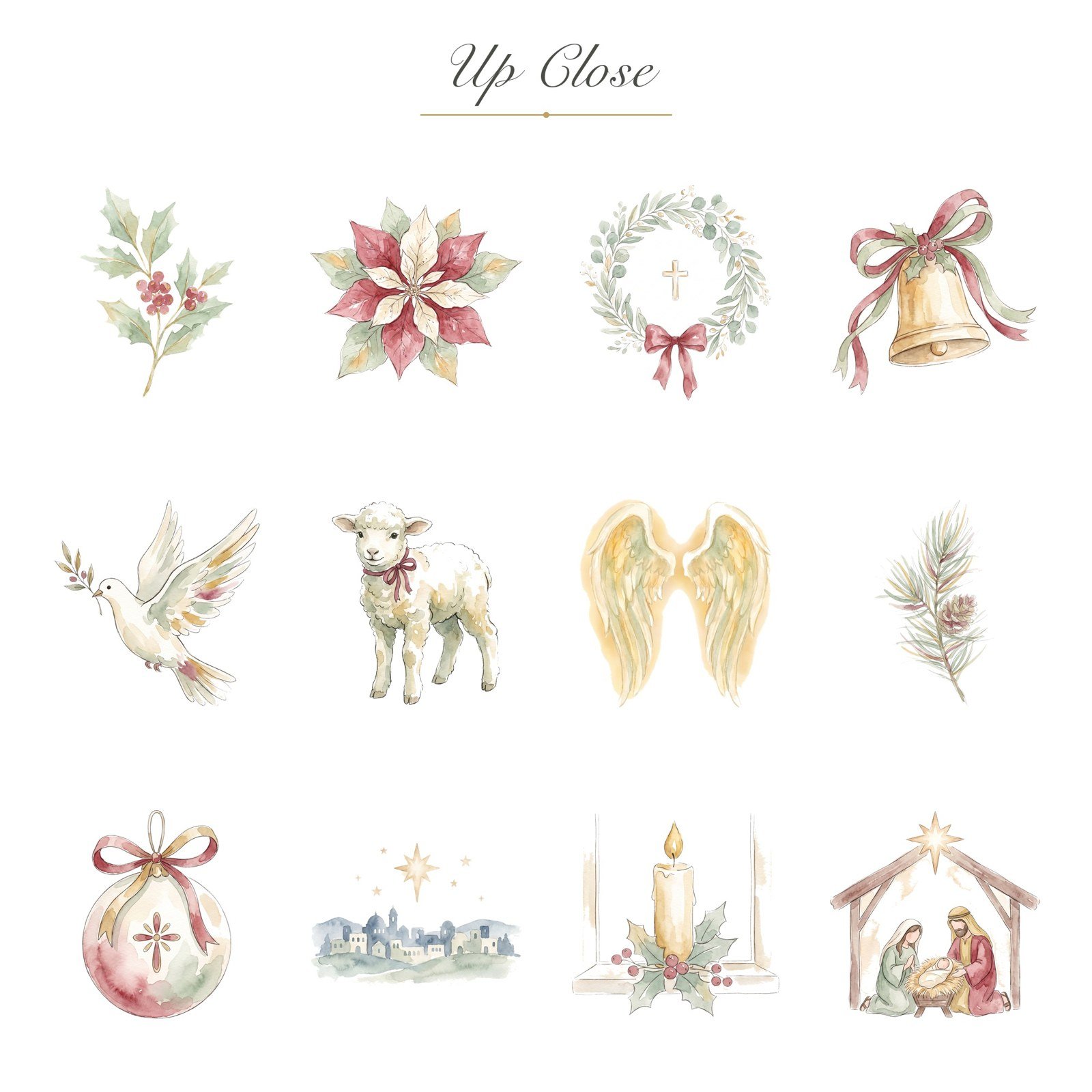 Watercolor Christian Christmas Clipart, 24 PNG, Nativity Wise Men Angel Advent, Commercial Use Religious Sublimation, Digital Download - Image 10
