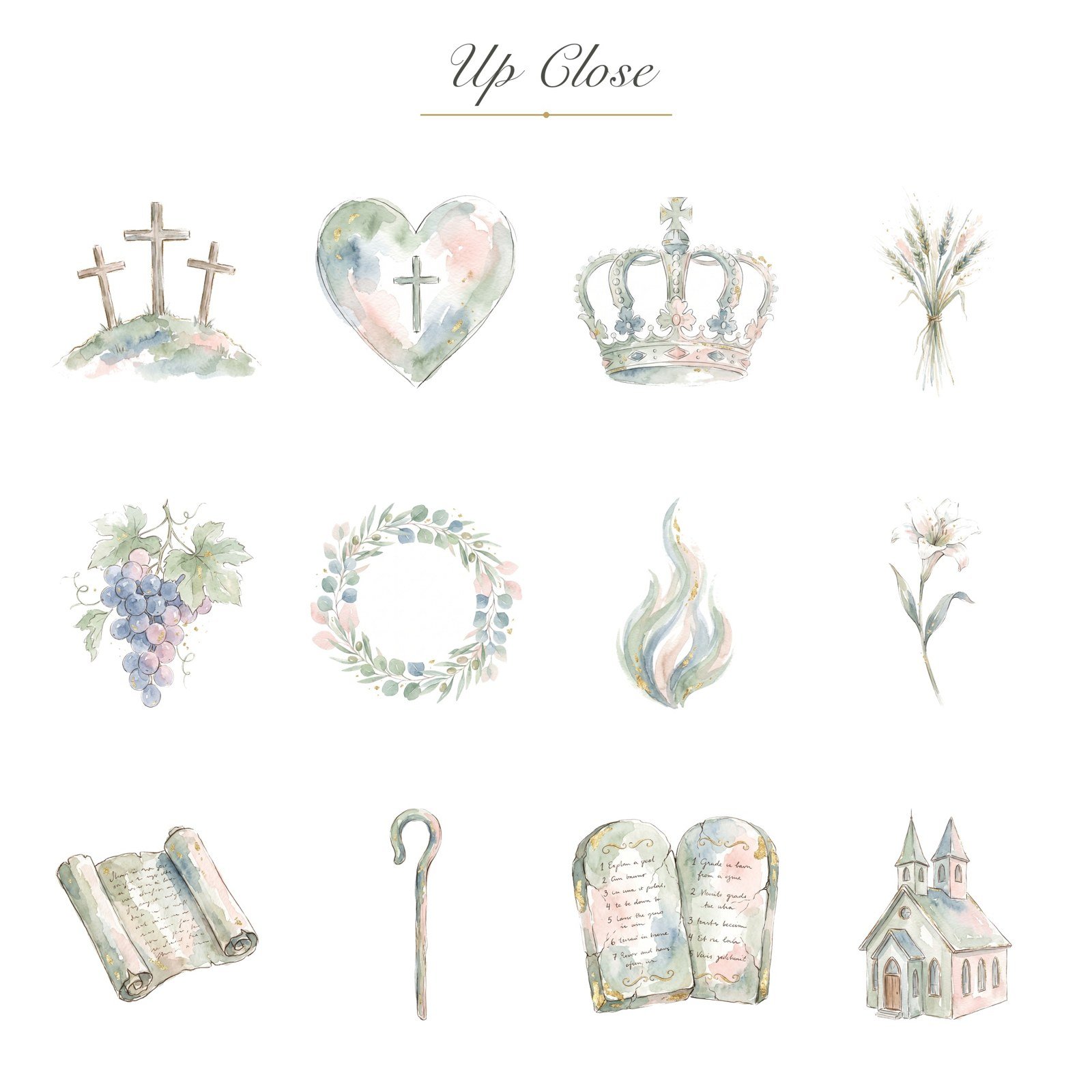 Watercolor Christian Faith Clipart, 24 PNG, Cross Dove Lamb Communion, Commercial Use, Religious Sublimation Graphics, Digital Download - Image 10