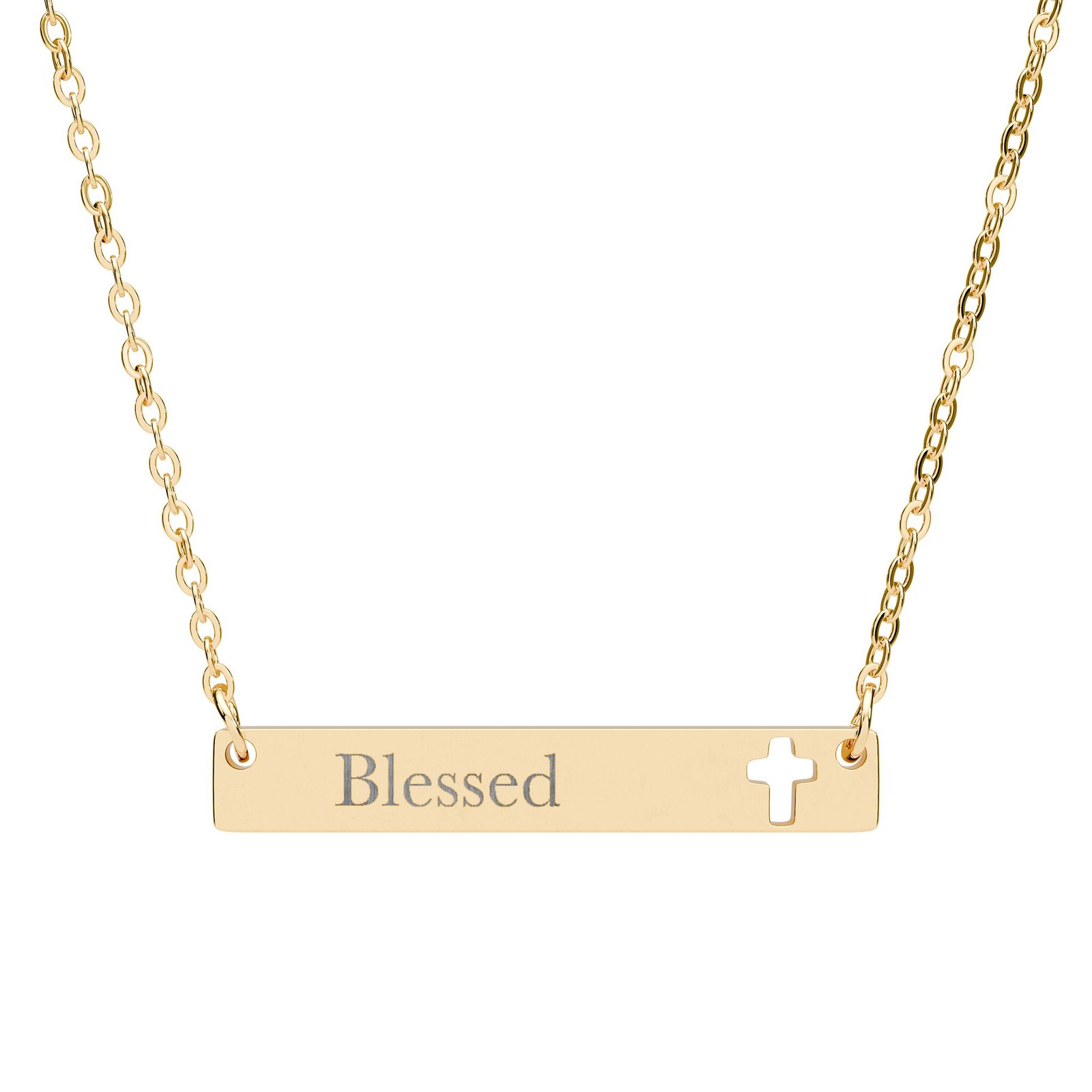 Blessed Cross Necklace, Engraved Cutout Cross Bar Pendant, Christian Faith Gift, Bible Verse Jewelry, Gift for Her Him - Image 4