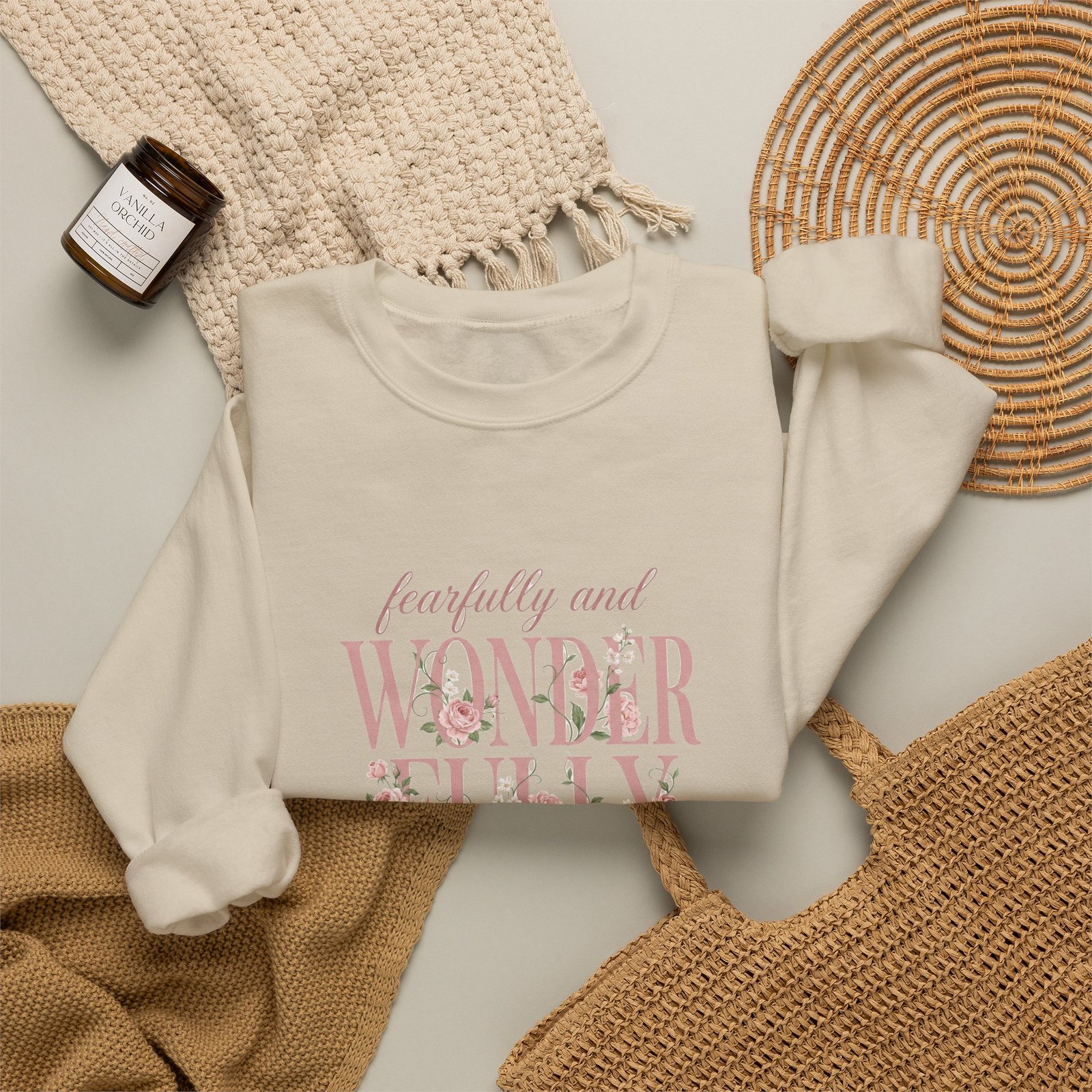 Fearfully and Wonderfully Made Sweatshirt, Floral Christian Crewneck, Psalm 139:14 Bible Verse, Faith Gift for Women - Image 14