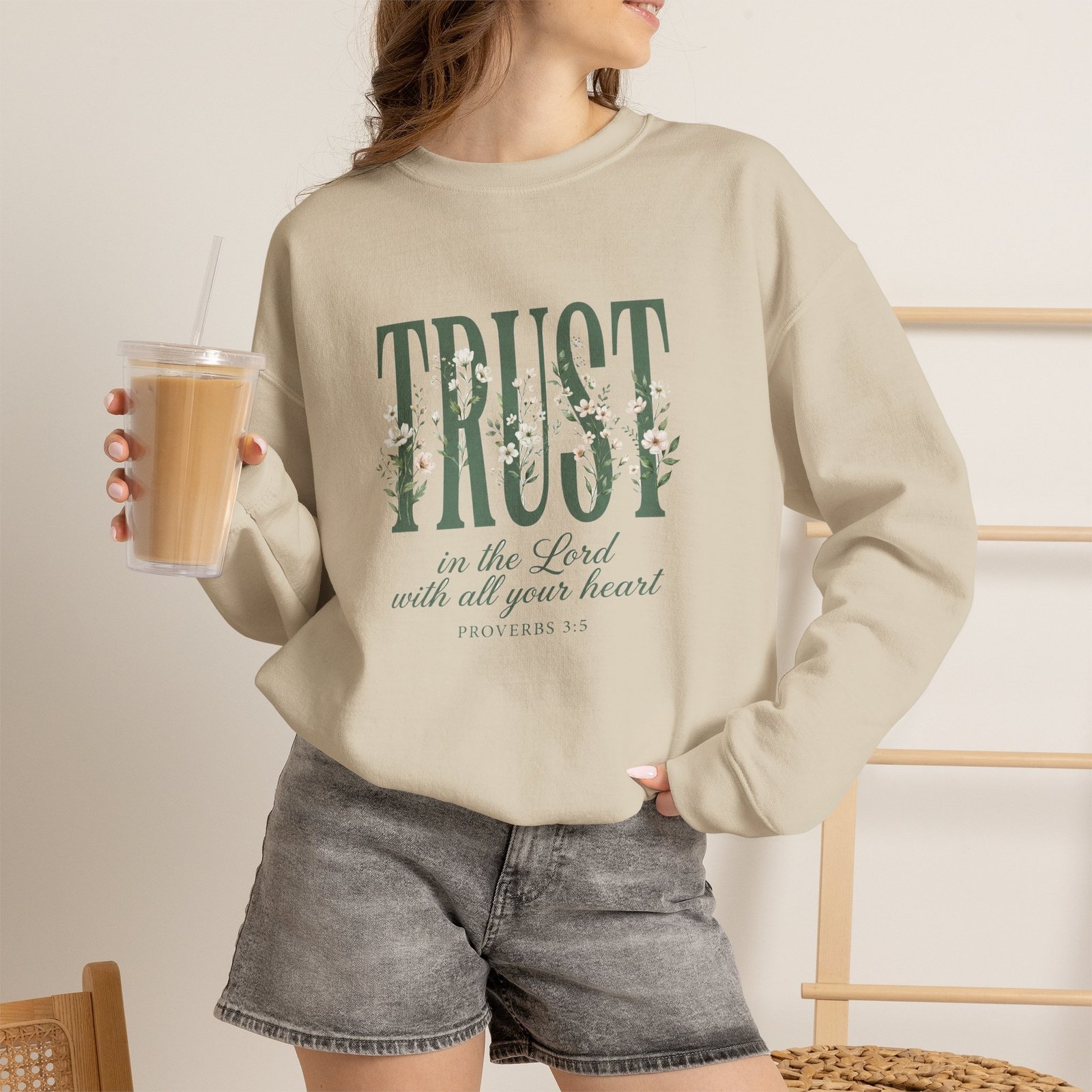 Trust in the Lord With All Your Heart Sweatshirt, Floral Christian Crewneck, Proverbs 3:5 Bible Verse, Faith Gift Women - Image 15