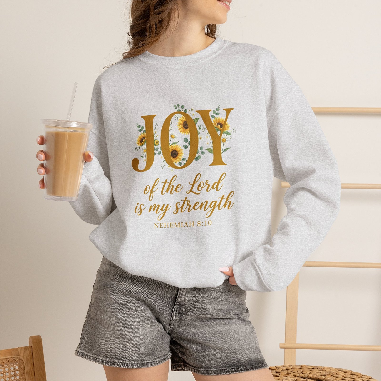 The Joy of the Lord Is My Strength Sweatshirt, Sunflower Christian Crewneck, Nehemiah 8:10 Verse, Faith Gift Women - Image 10