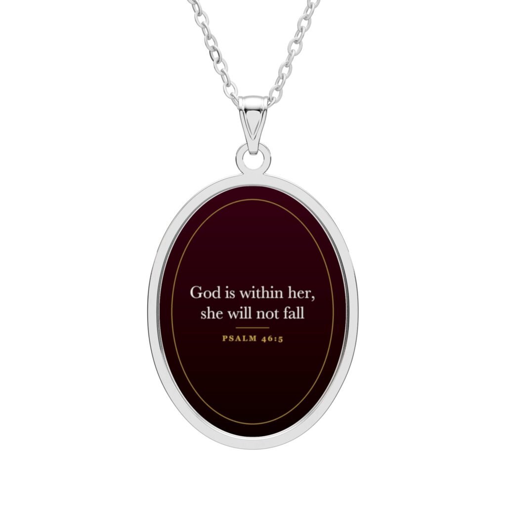 Psalm 46:5 Necklace, God is Within Her She Will Not Fall, Christian Gift for Women, Bible Verse Pendant, Faith Gift for Her