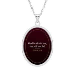 Psalm 46:5 Necklace, God is Within Her She Will Not Fall, Christian Gift for Women, Bible Verse Pendant, Faith Gift for Her