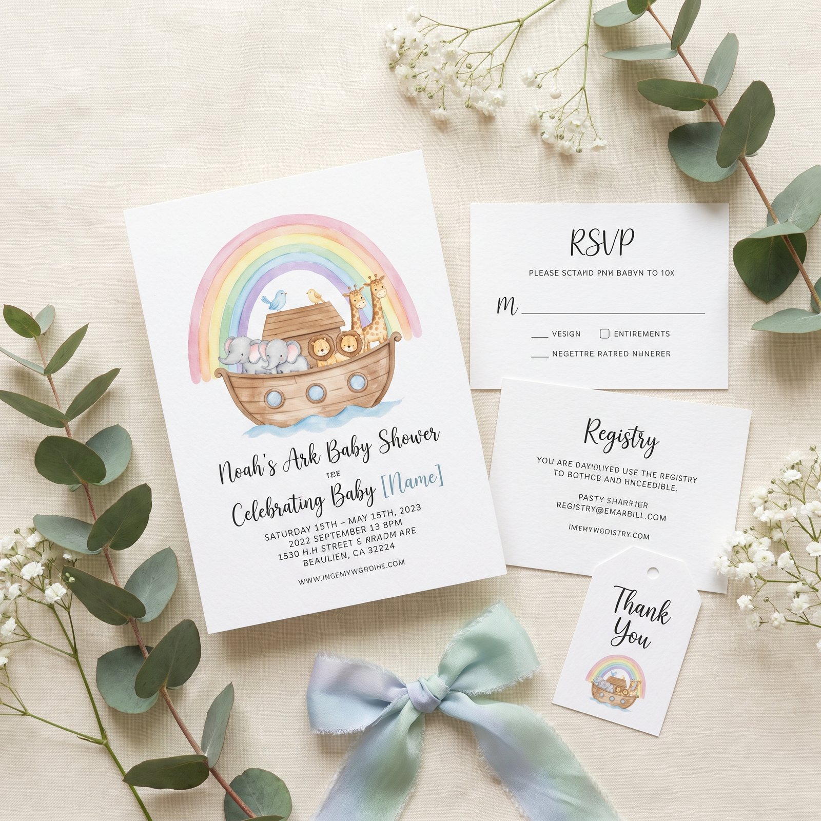 Watercolor Noah's Ark Clipart, 24 PNG, Cute Baby Animals Rainbow Nursery, Commercial Use, Baby Shower Sublimation, Download - Image 14