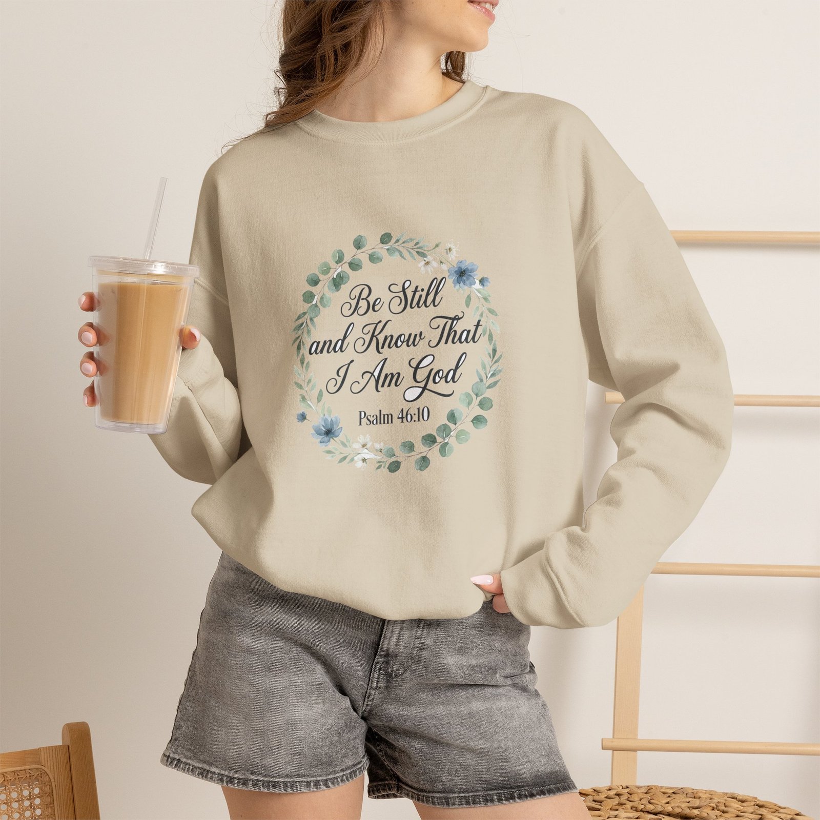 Be Still and Know That I Am God Sweatshirt, Floral Christian Crewneck, Psalm 46:10 Bible Verse, Faith Gift for Women - Image 15