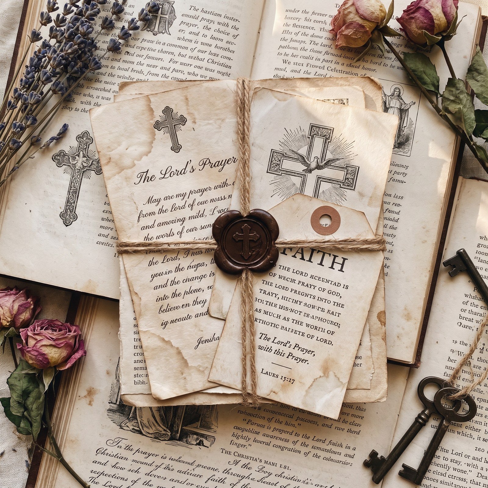 Vintage Christian Ephemera, 10 PNG, Antique Hymnal Holy Card Cross Tags Stamps, Junk Journal Bible Journaling, Commercial Use Download - Image 14