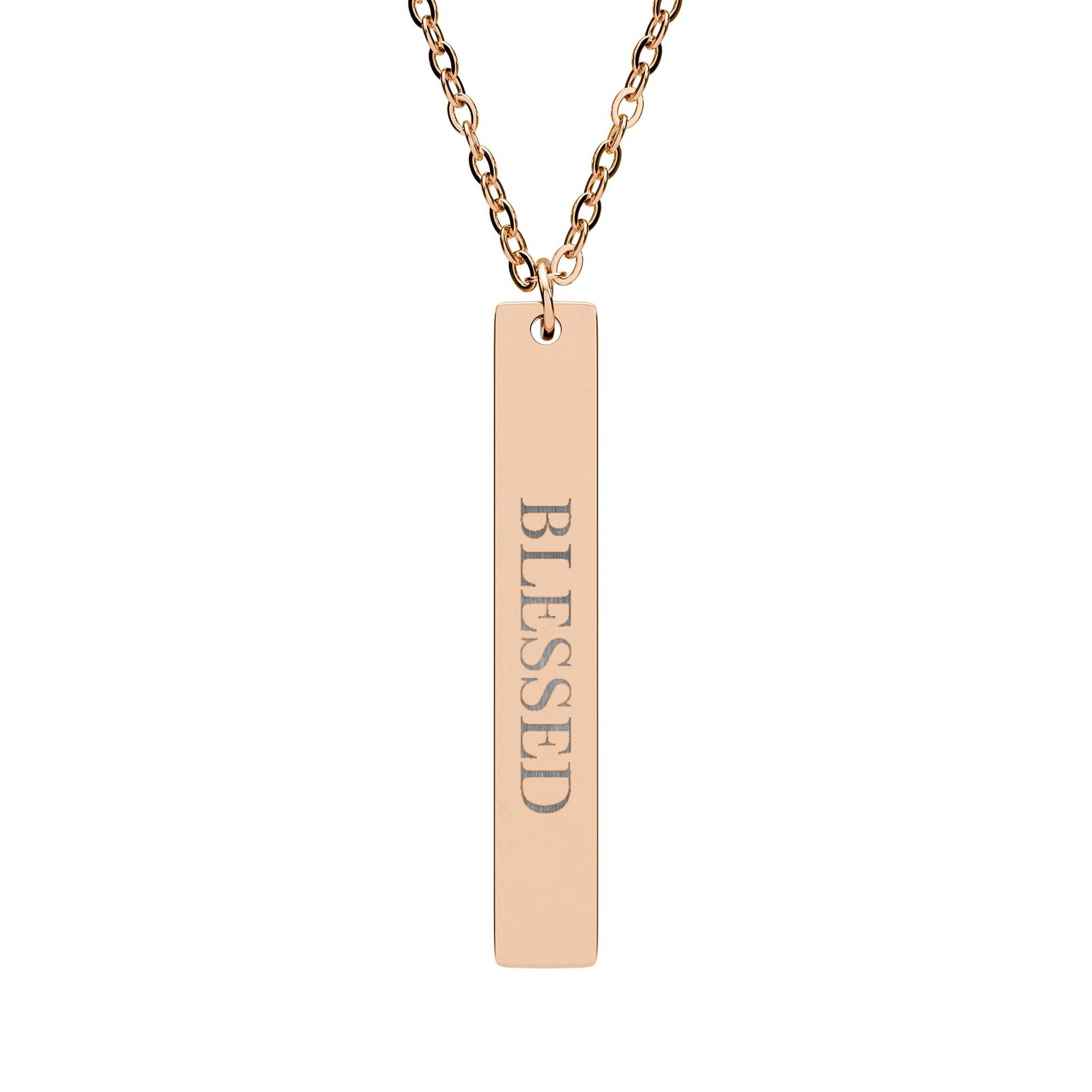 Blessed Vertical Bar Necklace, Engraved Christian Faith Gift, Bible Verse Pendant, Religious Gift for Her Him - Image 3