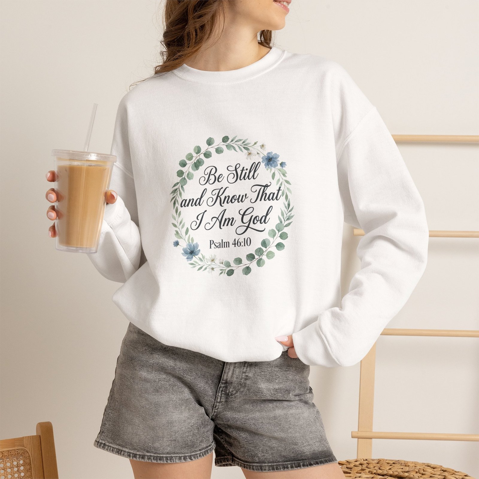 Be Still and Know That I Am God Sweatshirt, Floral Christian Crewneck, Psalm 46:10 Bible Verse, Faith Gift for Women - Image 7