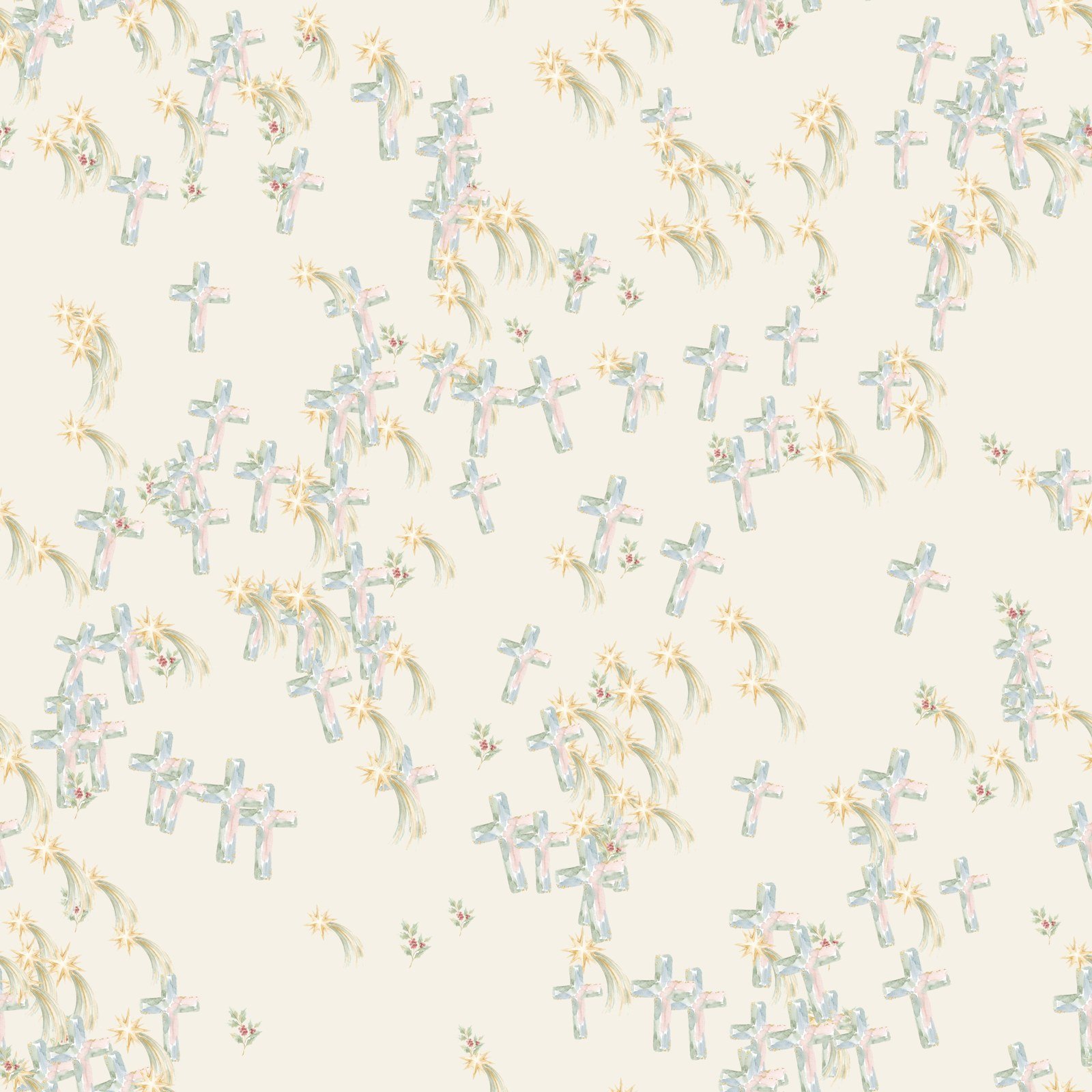 Christian Christmas Digital Paper, 12 Seamless 12x12 Backgrounds, Nativity Cross Star Holly Scrapbook Paper, Commercial Use Junk Journal - Image 16