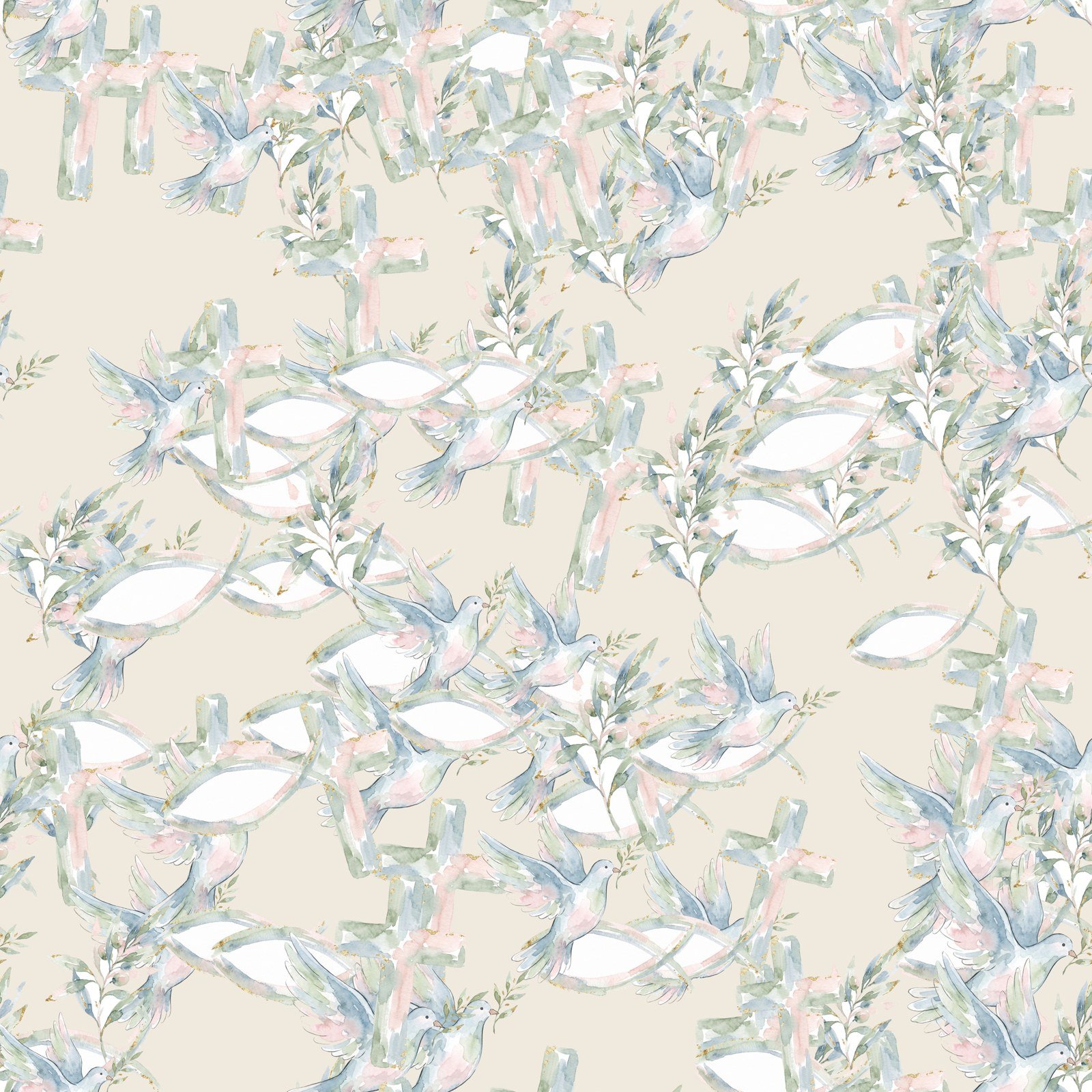 Christian Watercolor Digital Paper, 12 Seamless 12x12 Backgrounds, Cross Dove Faith Scrapbook Paper, Commercial Use, Junk Journal Download - Image 16