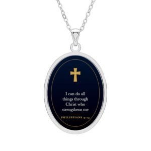 Cross Necklace, Philippians 4:13, Christian Faith Gift, Bible Verse Pendant Jewelry, Baptism Confirmation Gift for Her Him