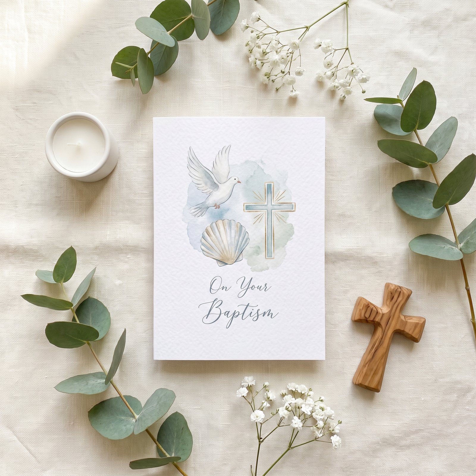 Watercolor Baptism Clipart, 24 PNG, Christening Cross Dove Shell Font, Commercial Use, Baby Baptism Sublimation, Digital Download - Image 17
