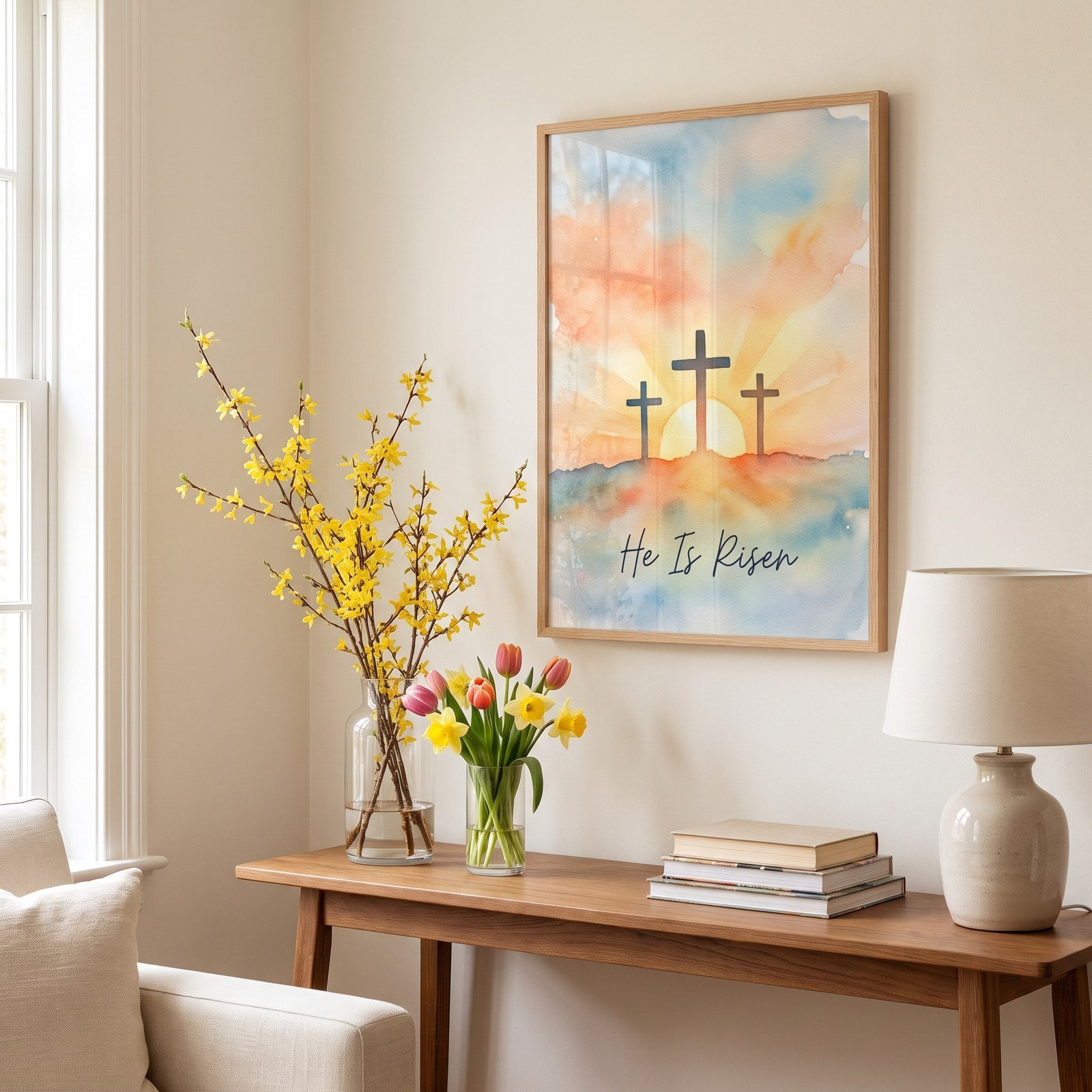 Watercolor Easter Resurrection Clipart, 20 PNG, Empty Tomb Cross Lily He Is Risen, Commercial Use, Christian Sublimation, Digital Download - Image 17