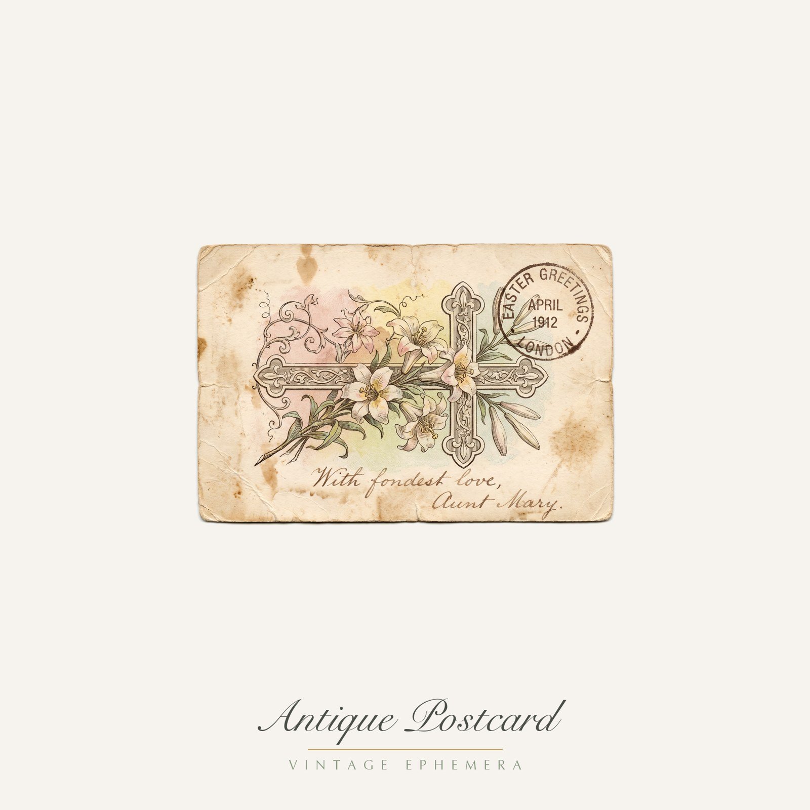 Vintage Christian Ephemera, 10 PNG, Antique Hymnal Holy Card Cross Tags Stamps, Junk Journal Bible Journaling, Commercial Use Download - Image 17
