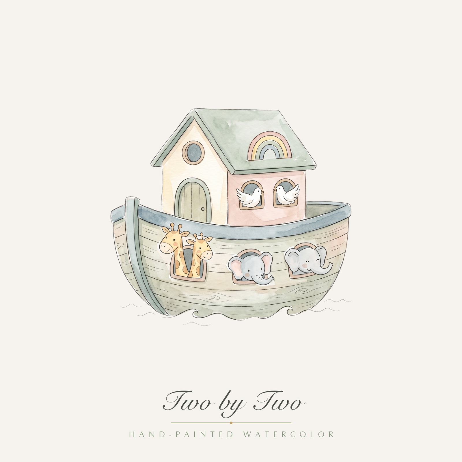 Watercolor Noah's Ark Clipart, 24 PNG, Cute Baby Animals Rainbow Nursery, Commercial Use, Baby Shower Sublimation, Download - Image 18