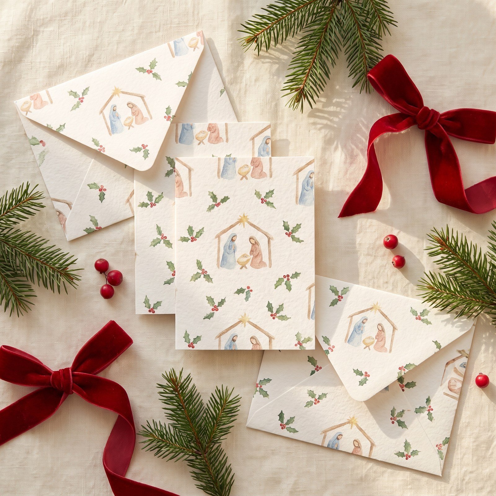 Christian Christmas Digital Paper, 12 Seamless 12x12 Backgrounds, Nativity Cross Star Holly Scrapbook Paper, Commercial Use Junk Journal - Image 19