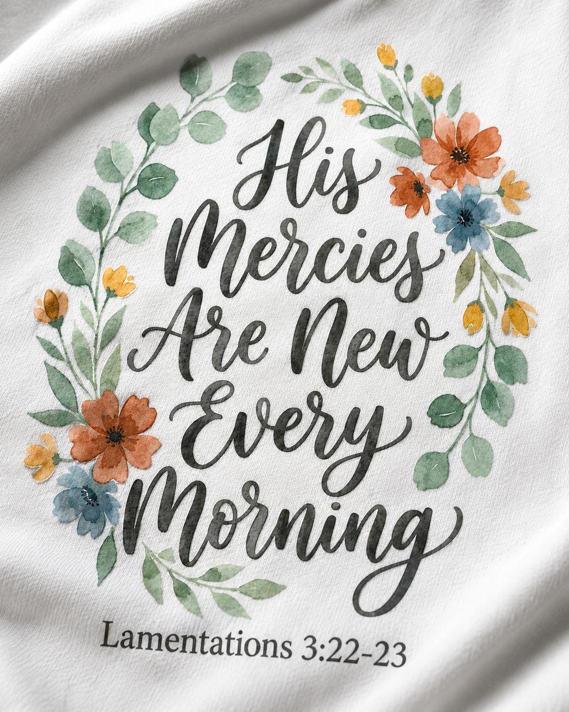 His Mercies Are New Every Morning Shirt — Floral Wreath Christian Softstyle Tee, Lamentations 3:22-23 Faith Gift - Image 7