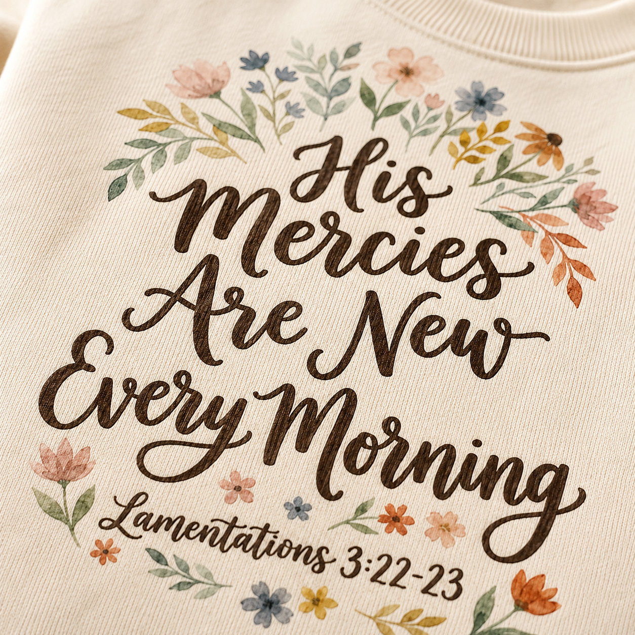 His Mercies Are New Every Morning Sweatshirt, Floral Christian Crewneck, Bible Verse Lamentations 3:22-23, Faith Gift for Women - Image 2