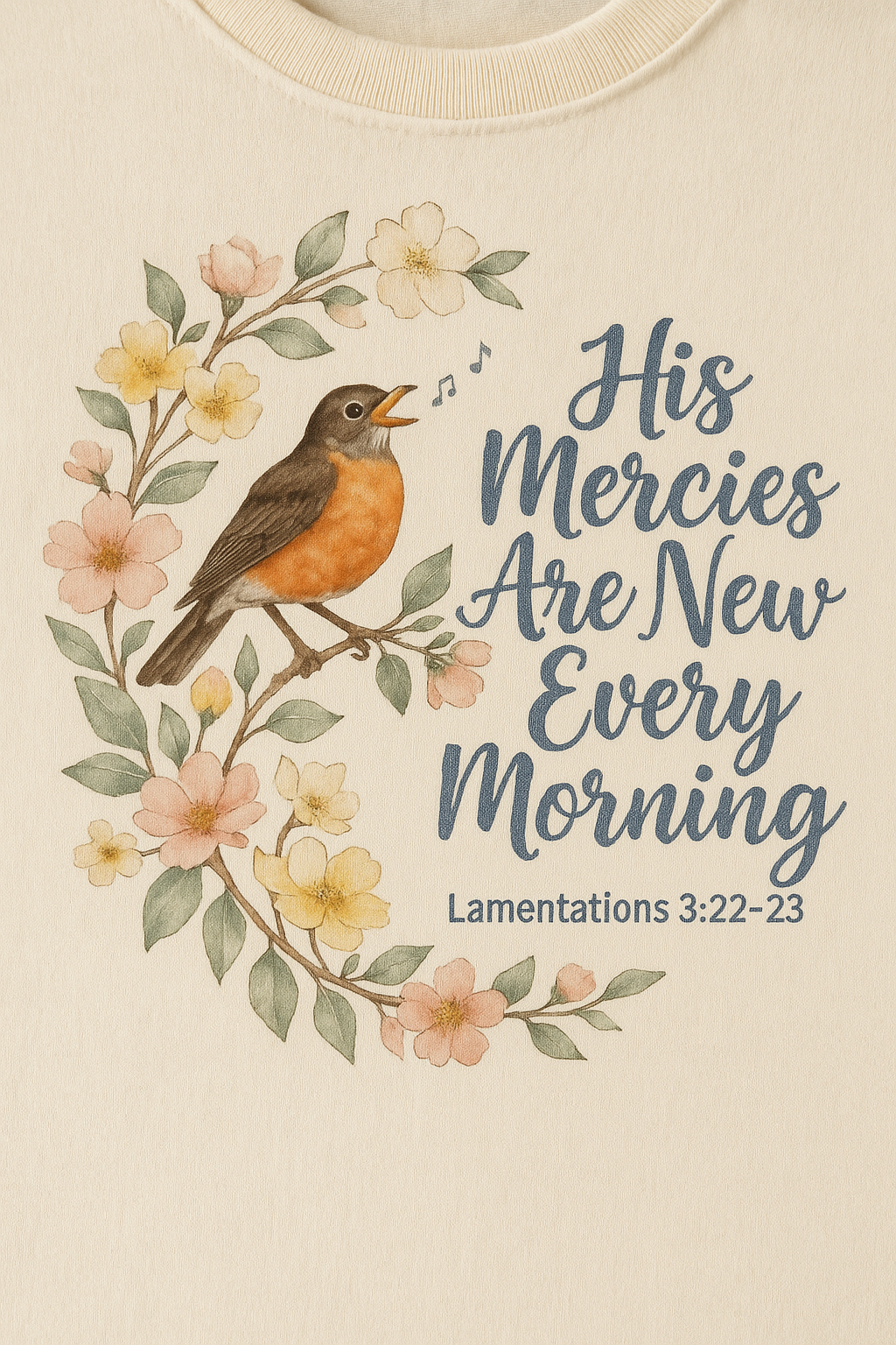 His Mercies Are New Every Morning Shirt — Songbird Christian Softstyle Tee, Lamentations 3:22-23 Faith Gift - Image 6