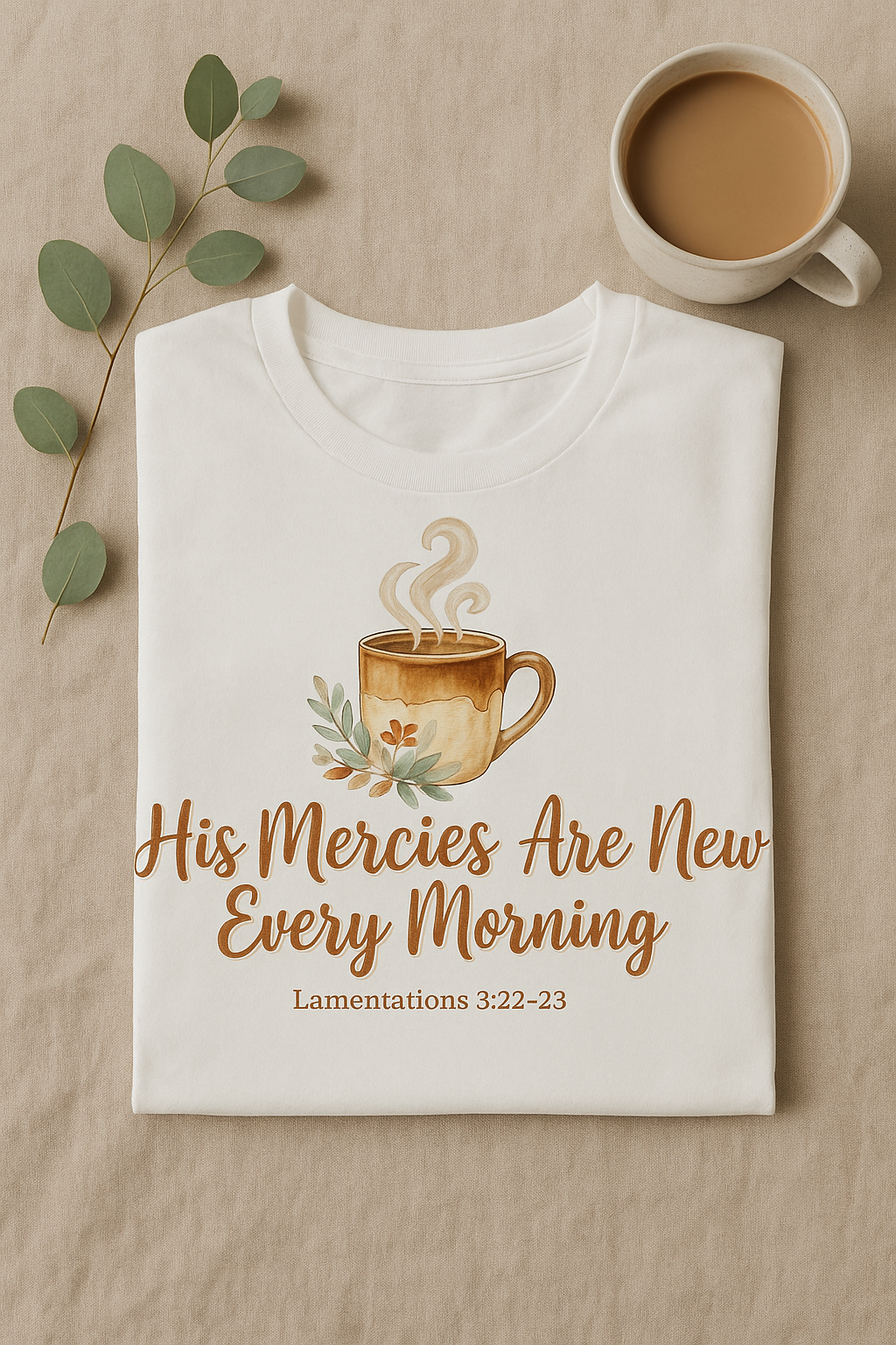 His Mercies Are New Every Morning Shirt — Cozy Coffee Christian Softstyle Tee, Lamentations 3:22-23 Faith Gift - Image 5
