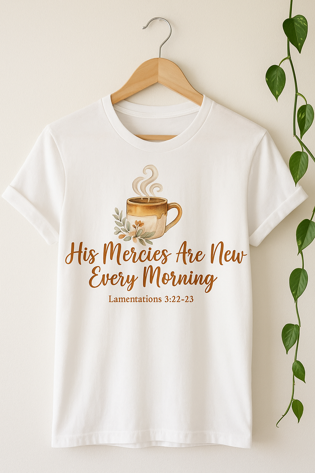 His Mercies Are New Every Morning Shirt — Cozy Coffee Christian Softstyle Tee, Lamentations 3:22-23 Faith Gift - Image 4