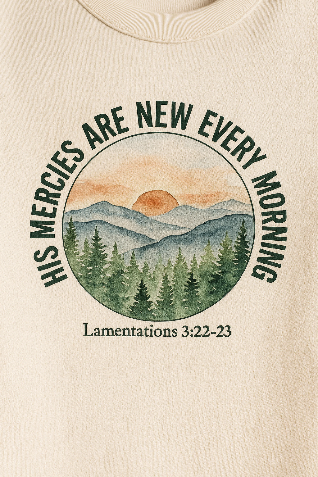 His Mercies Are New Every Morning Shirt — Sunrise Mountains Christian Softstyle Tee, Lamentations 3:22-23 Faith Gift - Image 5