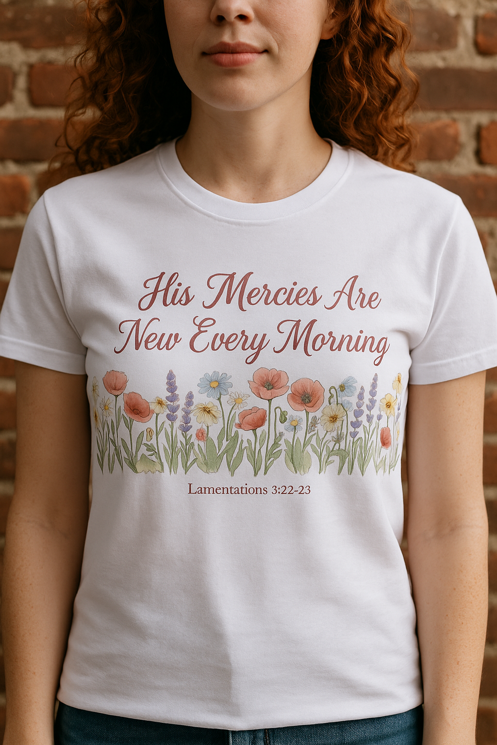 His Mercies Are New Every Morning Shirt — Wildflower Meadow Christian Softstyle Tee, Lamentations 3:22-23 Faith Gift - Image 6