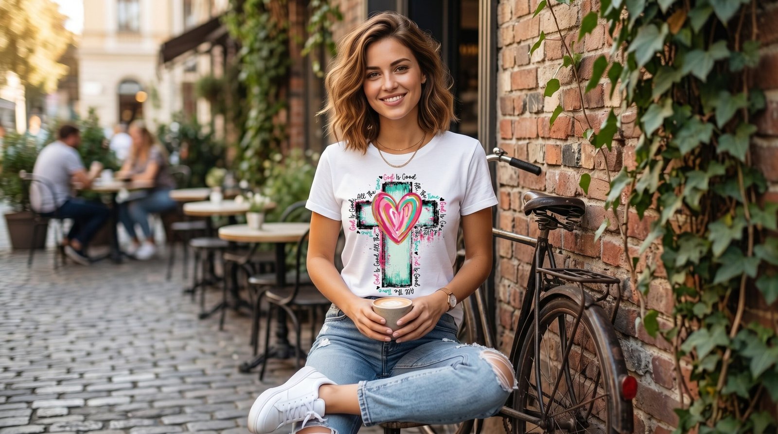 Handpainted Heart Cross T-Shirt | Faith Christian Tee