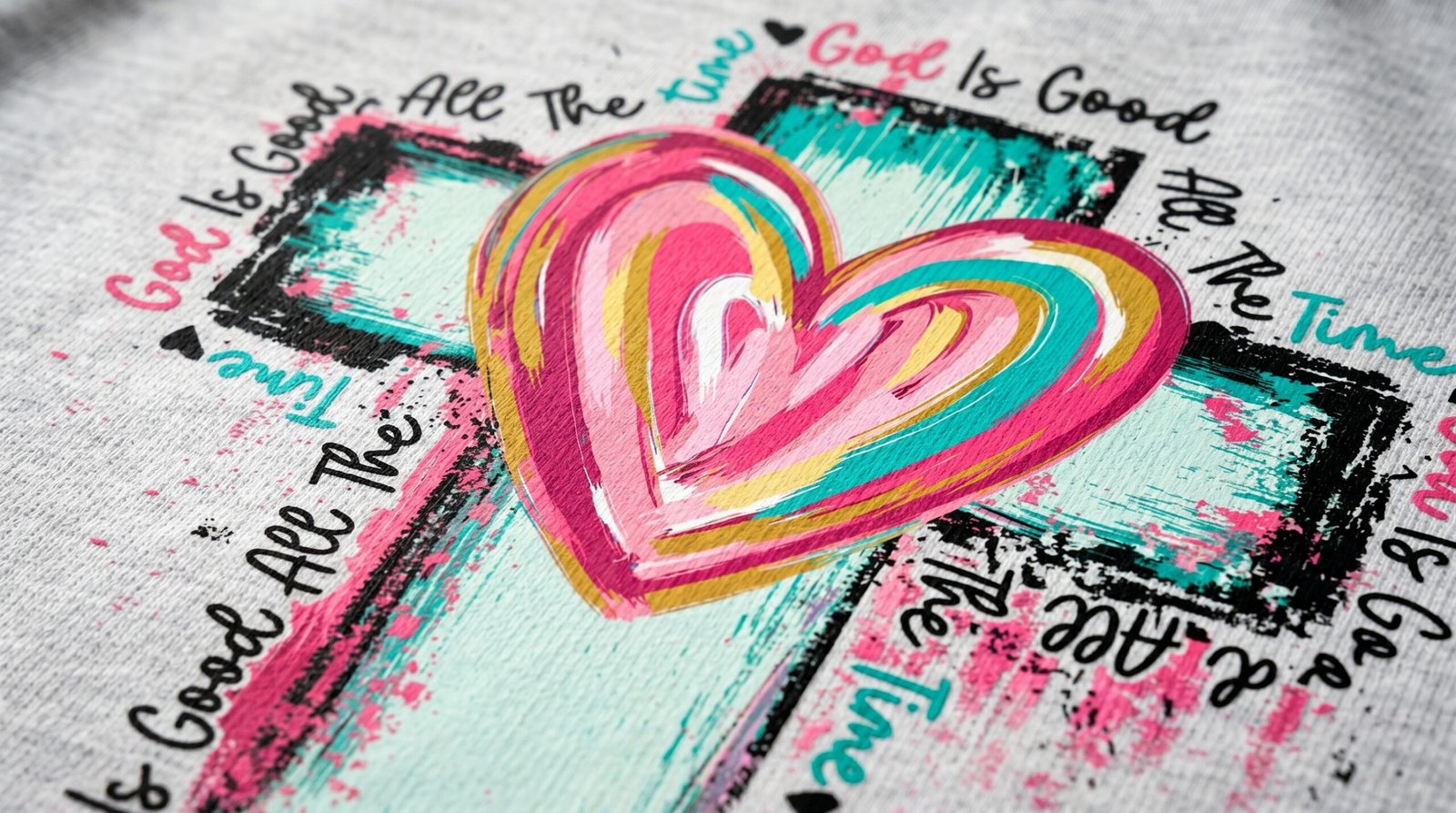 Handpainted Heart Cross T-Shirt | Faith Christian Tee - Image 3
