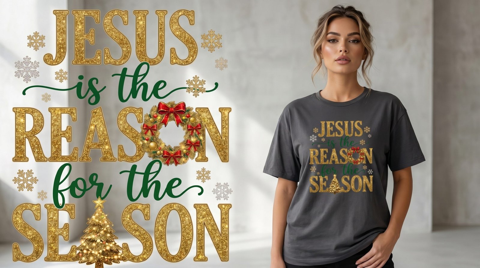 Jesus is the Reason for the Season T-Shirt | Christmas Religious Tee - Image 4
