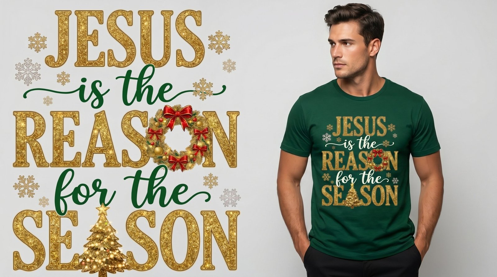 Jesus is the Reason for the Season T-Shirt | Christmas Religious Tee - Image 6