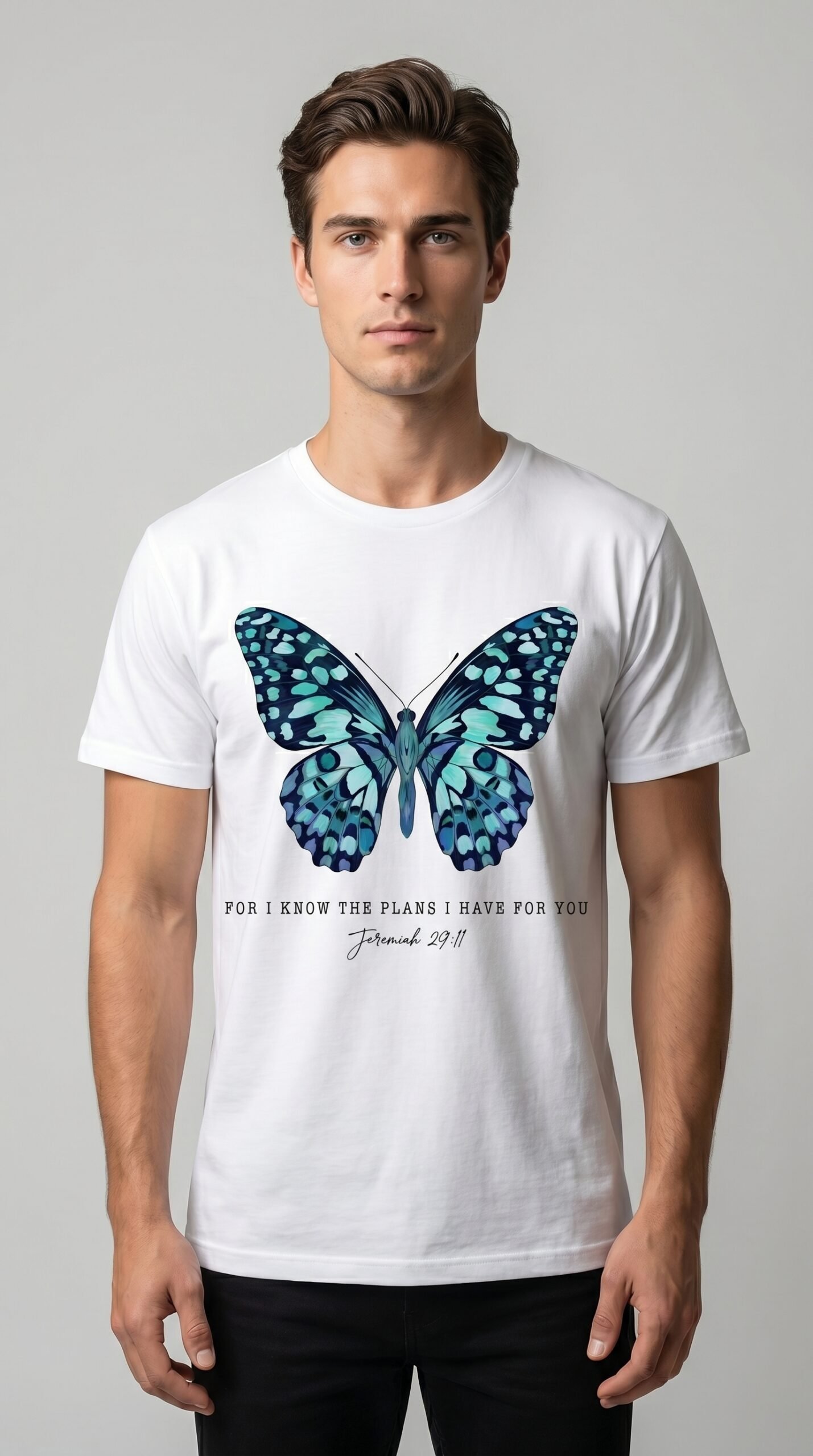 Teal Watercolor Butterfly T-Shirt | Botanical Insect Tee - Image 5
