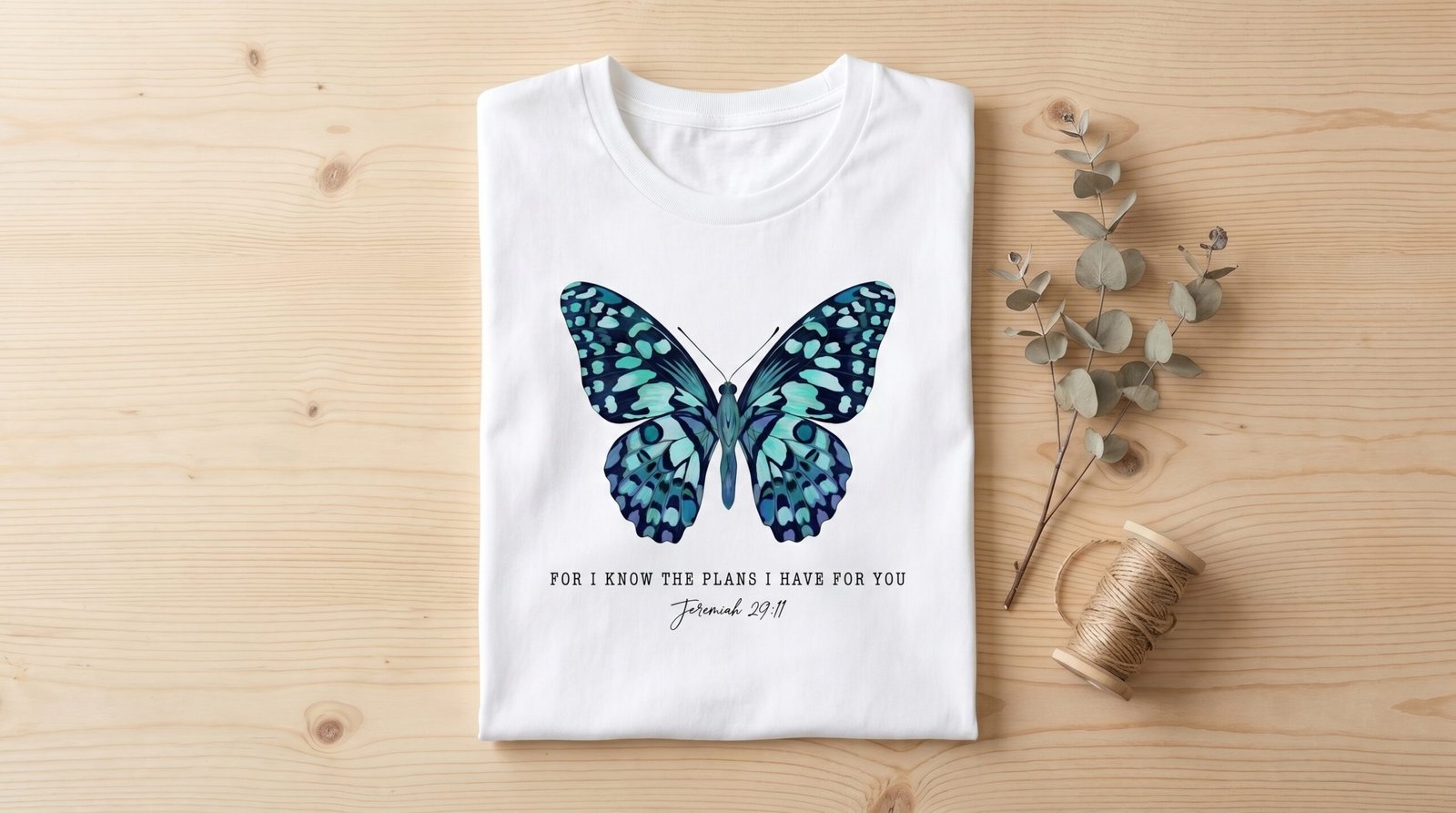 Teal Watercolor Butterfly T-Shirt | Botanical Insect Tee - Image 7