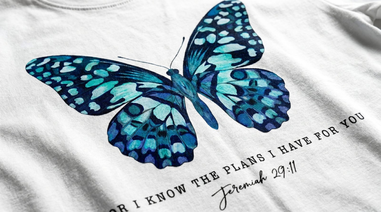 Teal Watercolor Butterfly T-Shirt | Botanical Insect Tee - Image 10