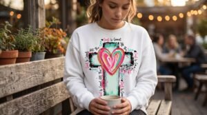 Heart Cross Crewneck Sweatshirt — Christian Faith Graphic Pullover