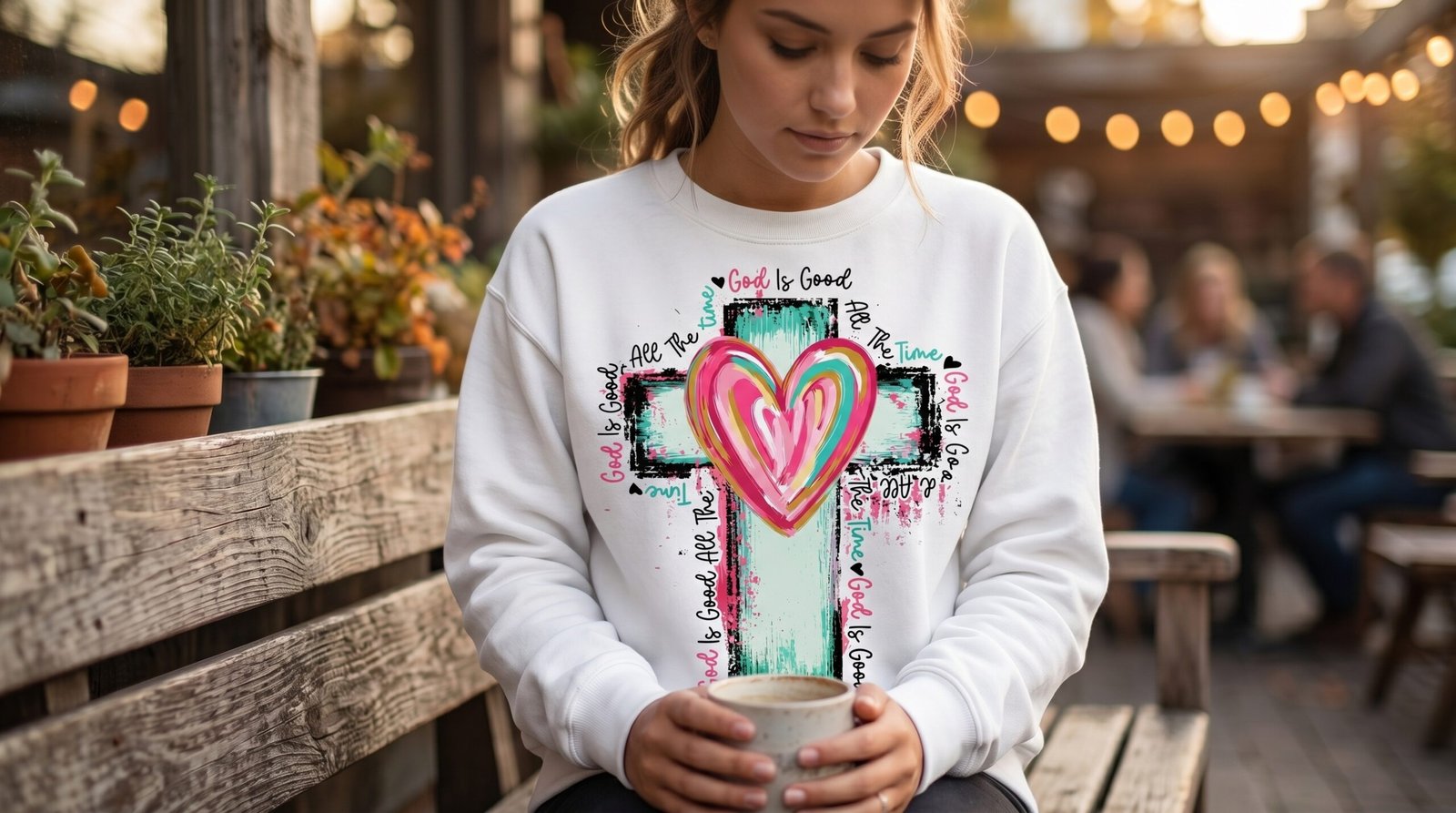 Heart Cross Crewneck Sweatshirt — Christian Faith Graphic Pullover