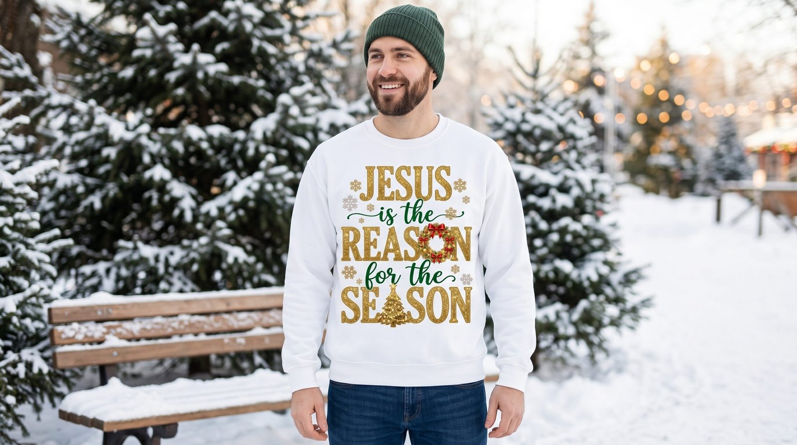 Jesus Is the Reason for the Season Sweatshirt | Christmas Faith Holiday - Image 3