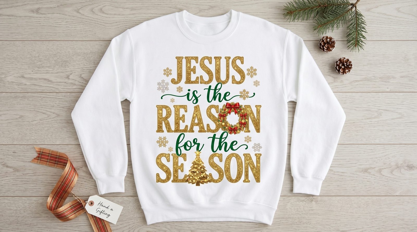 Jesus Is the Reason for the Season Sweatshirt | Christmas Faith Holiday - Image 2