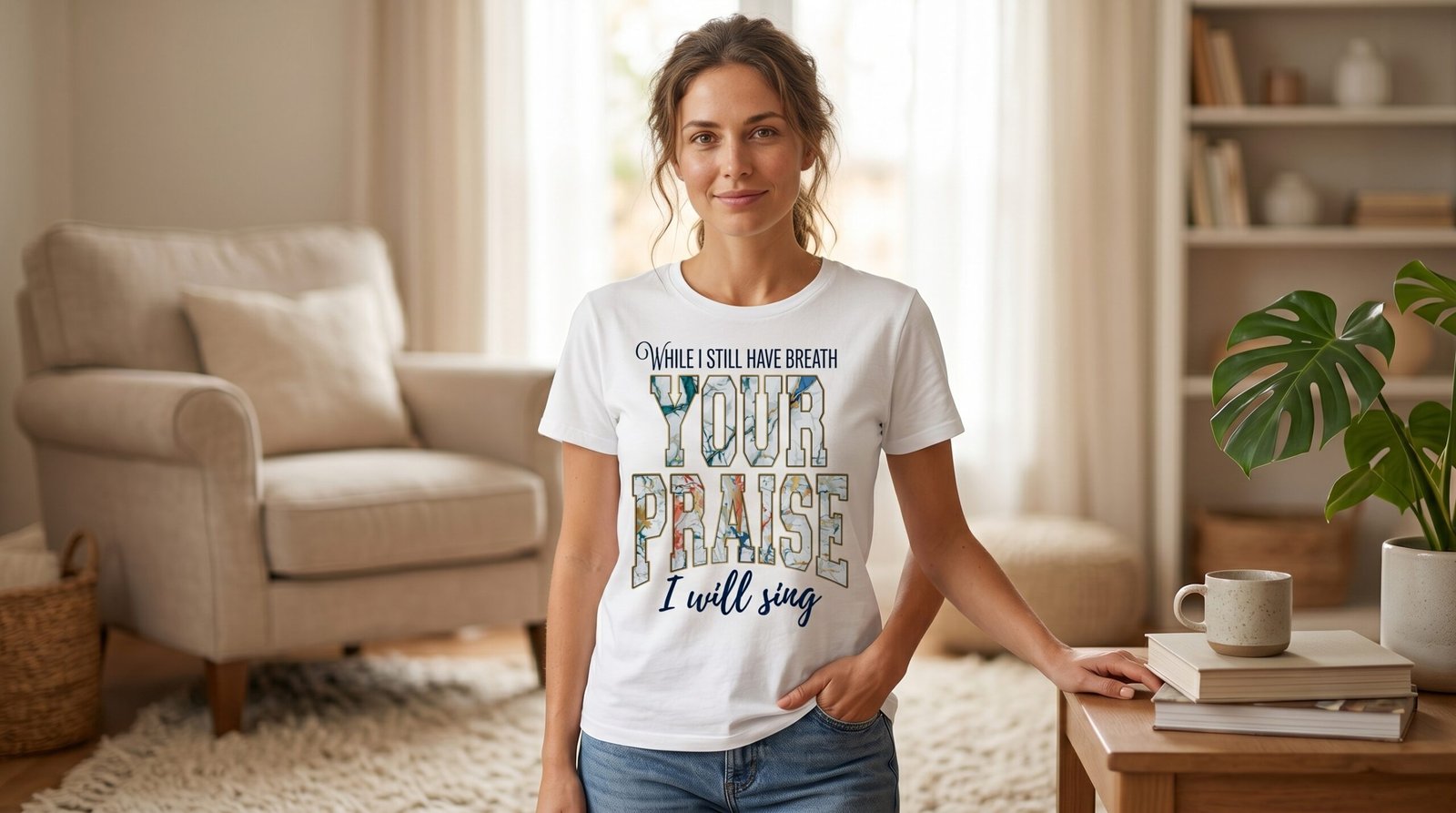 While I Still Have Breath Your Praise T-Shirt | Faith Christian Scripture Shirt - Image 8