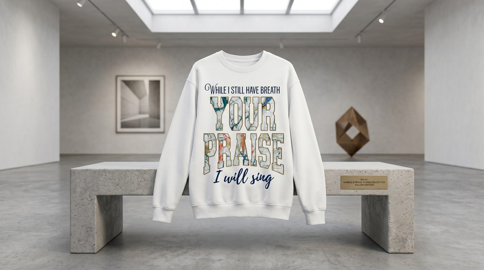 Your Praise Crewneck Sweatshirt | Floral Lettering Christian Faith Quote - Image 2