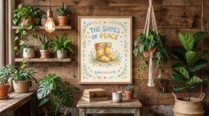 The Shoes of Peace Poster β Ephesians 6:15 Christian Wall Art (Rolled Poster)