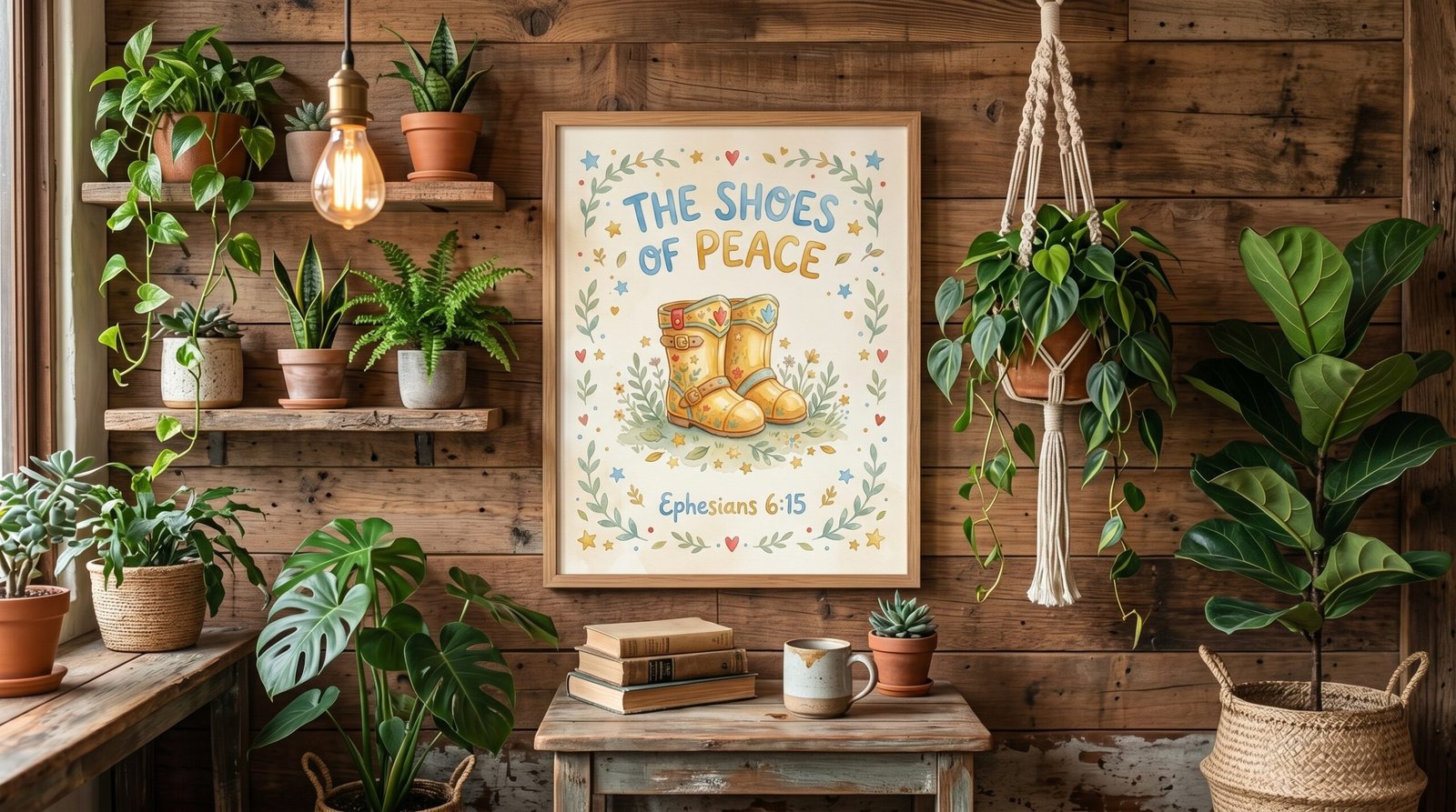 The Shoes of Peace Poster — Ephesians 6:15 Christian Wall Art (Rolled Poster)