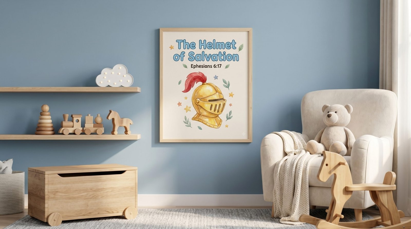 Helmet of Salvation Rolled Poster — Ephesians 6:17 Christian Wall Art