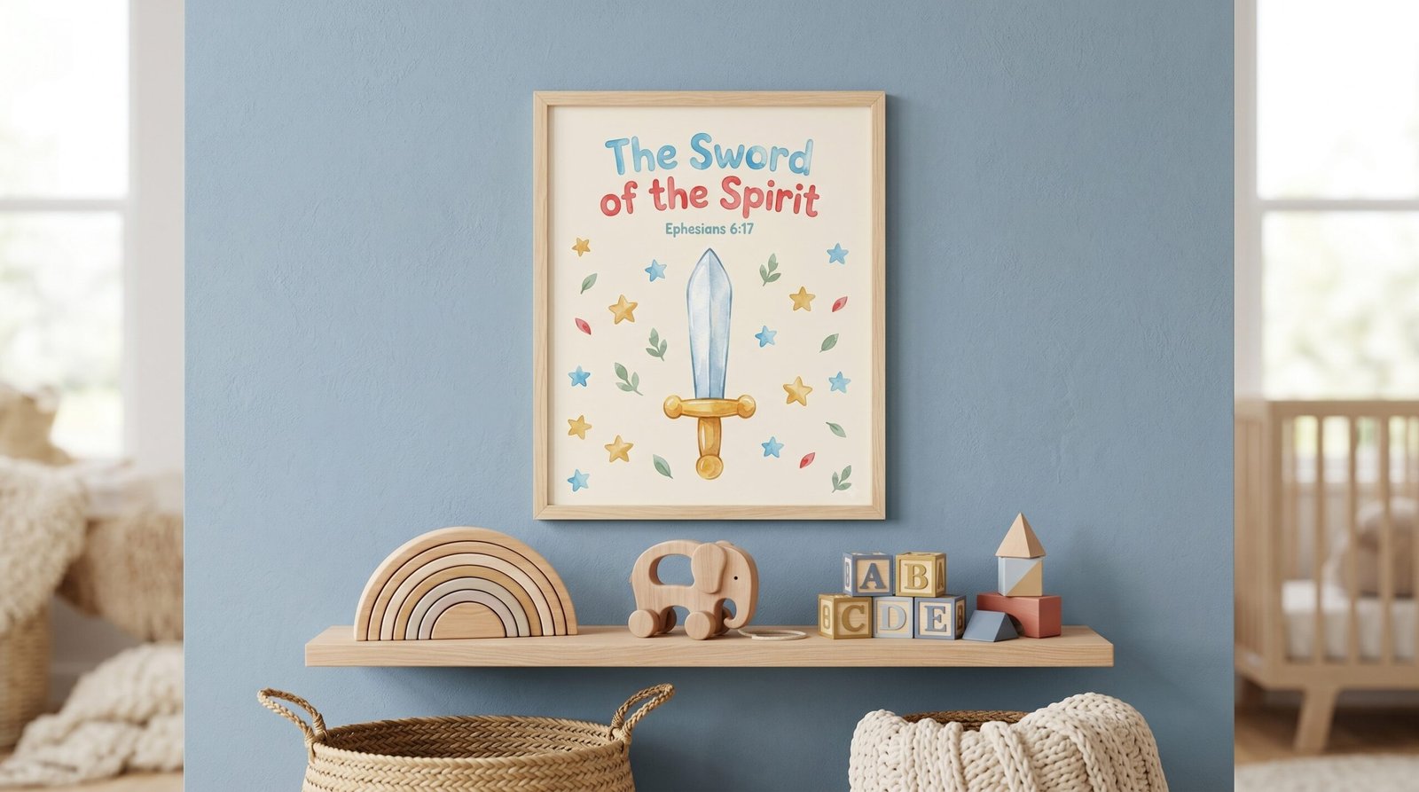Sword of the Spirit Wall Poster — Ephesians 6:17 Bible Verse Nursery Art