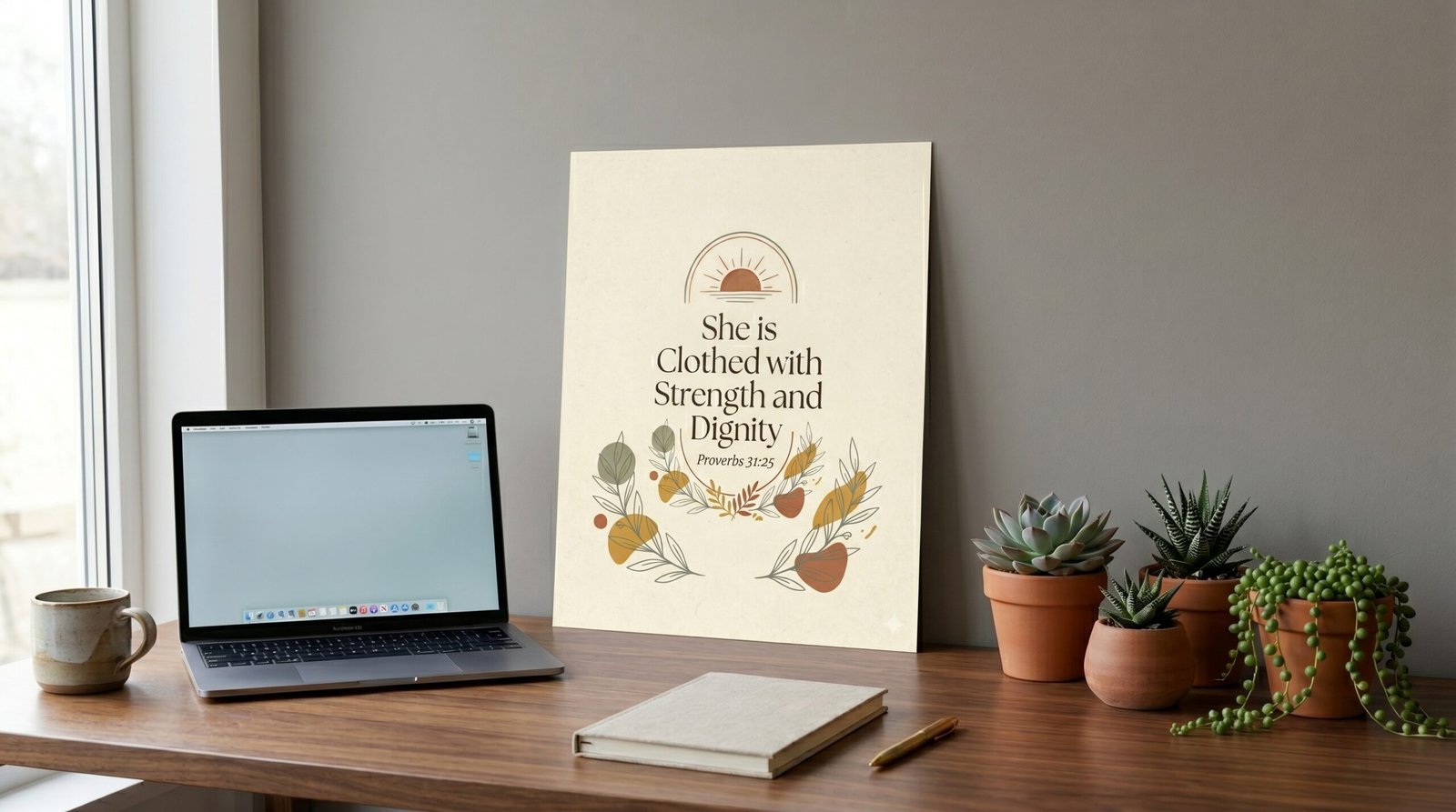 Rolled Poster — "She is Clothed with Strength and Dignity" Inspirational Wall Art (Proverbs 31:25) - Image 3